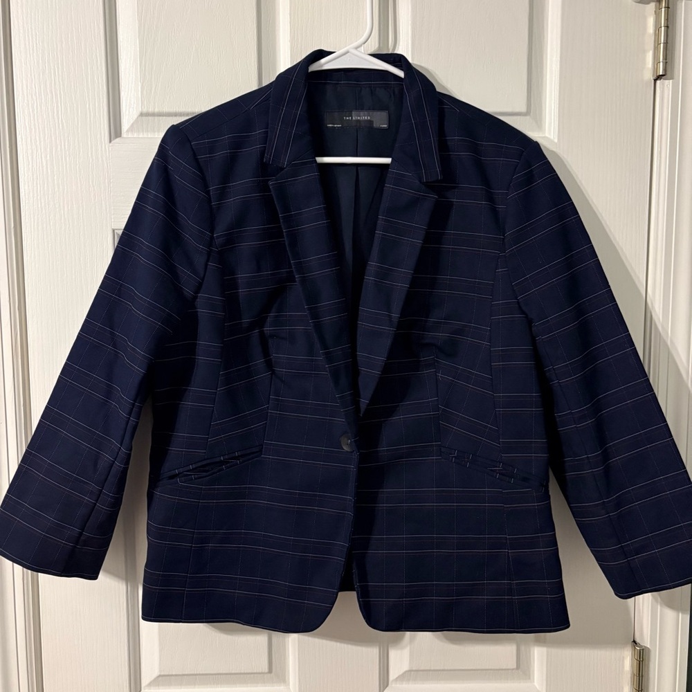 The Limited Dark Blue Blazer with White and Red Checkered Pattern XL